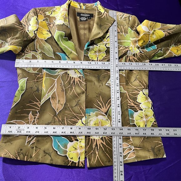 📌Peck & Peck Stunning Floral Silk Blend Blazer - Jacket with 3/4 Sleeves - Picture 8 of 12